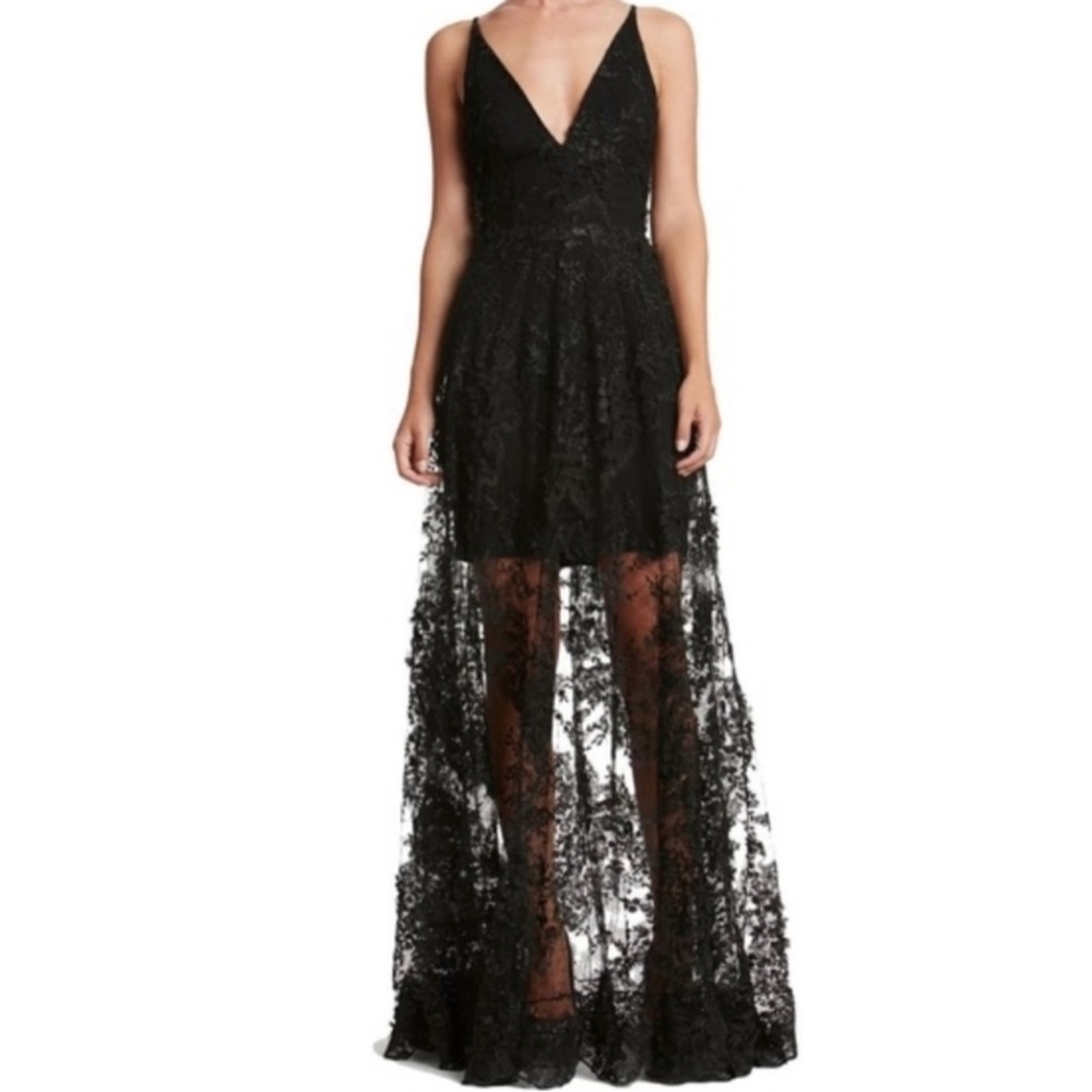 Dress The Population Sidney Sheer Lace Gown Size Small